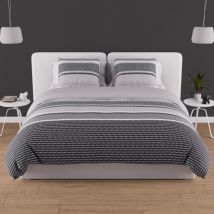 Soleil D Ocre - Parure housse de couette en coton 57 fils 240x220 cm thales gris, par Soleil d'ocre