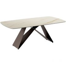 Stones - Thanos - Table Fixe (220 x 110 cm) en Céramique Marron