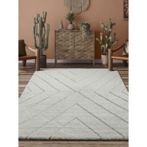 Bahar Shaggy Hochflor (30 mm) Langflor Wohnzimmer Teppich, Creme, 240 x 340 cm - The Carpet