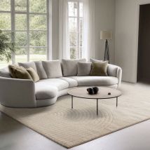 Elisa moderner Wohnzimmer Teppich, geometrisches Design, hohe Flordichte und angenehm weich, Beige, 120 x 160 cm - The Carpet