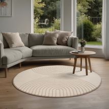 Elisa moderner Wohnzimmer Teppich, geometrisches Design, hohe Flordichte und angenehm weich, Beige, 120 x 120 cm - The Carpet