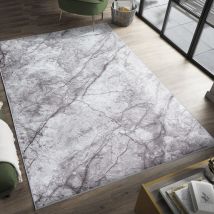 The Carpet - Enna moderner Teppich aus pflegeleichtem Polyester, Flachgewebe mit Antirutsch-Rücken, Grau, 080 x 150 cm