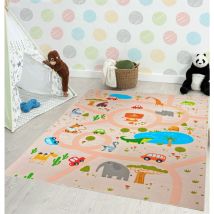 Joy Kinderzimmer, Kinderteppich, Spielteppich, waschbar, Beige, 120 x 160 cm - The Carpet