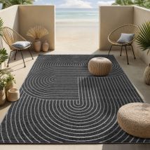 Santo Plus moderner Teppich - hochwertiger Wohnzimmer Schlafzimmer Teppich, Boho Design, Anthrazit, 080 x 250 cm - The Carpet