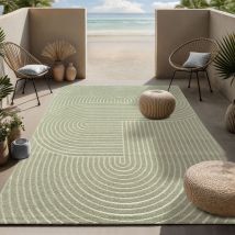 The Carpet - Santo Plus moderner Teppich - hochwertiger Wohnzimmer Schlafzimmer Teppich, Boho Design, Grün, 080 x 250 cm