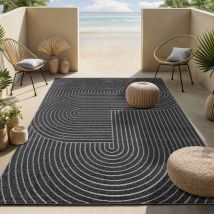 Santo Plus moderner Teppich - hochwertiger Wohnzimmer Schlafzimmer Teppich, Boho Design, Anthrazit, 160 x 220 cm - The Carpet