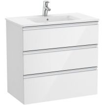 Pack Unik meuble bas 3 tiroirs + lavabo central the gap Roca Couleur : Blanc brillant - Dimensions : 805x460x763 mm