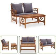 The Living Store 2-tlg. Garten-Lounge-Set mit Auflagen Massivholz Akazie - Gartensofa - Lounge Set - Gartenmöbel - Outdoor Furniture - Holzmöbel