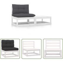 The Living Store 2-tlg. Garten-lounge-set Mit Kissen Weiß Kiefer Massivholz - Gartensessel - Lounge Set - Gartenmöbeln - Kiefernholzmöbel - Outdoor 