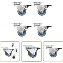 24 pcs Roulettes pivotantes doubles 50 mm - Roulettes Pivotantes - Roulettes Double - Roulettes Avec Frein - Roulettes Industrielles - Chariots