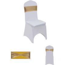 The Living Store 25 Stk. Dehnbare Stuhlbänder mit Diamantenschnalle Golden - Hussen - Gold