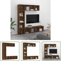 The Living Store 3-tlg. Bücherregal-/TV-Schrank-Set Braun Eichen-Optik - BucheRegal - tv Schrank - Holzmöbel - Eiche Optik - Wandregal