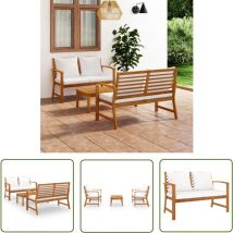 The Living Store 3-tlg. Garten-Lounge-Set mit Auflagen Massivholz Akazie - Gartengeräte - Loungemöbel - Gartenmöbel-Set - Holz Lounge Set - Akasie