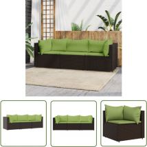 The Living Store 3-tlg. Garten-Lounge-Set mit Kissen Braun Poly Rattan - Outdoor Möbel - Gartenmöbel - Loungesessel - Esstischgarnitur - Rattan