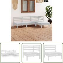 The Living Store 4-tlg. Garten-Lounge-Set Massivholz Kiefer Weiß - Outdoor Lounge Set - Gartenmöbel - Holzmöbel - Kiefernholz - Pallet Design