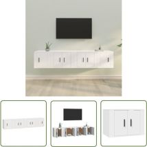 The Living Store - 4-tlg. TV-Schrank-Set Weiß Holzwerkstoff - TV-Schrank - Holzwerkstoff Möbel - Wohnzimmer Dekoration - Wandmontage Regal