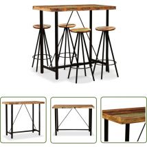 Devenirriche - The Living Store 5-tlg. Bar-Set Altholz Massiv - Industriel Style - Bar Set - Altholz Tisch - Barhocker - Wohnbereich Dekoration