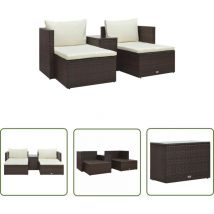 The Living Store 5-tlg. Garten-Lounge-Set mit Auflagen Poly Rattan Braun - Gartensitzgruppe - Loungemöbel - Outdoor-Sitzecke - Poolbereich Dekoration