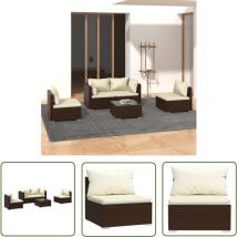 Les Tendances - The Living Store 5-tlg. Garten-Lounge-Set mit Kissen Poly Rattan Braun - Gartensortiment - Lounge Set - Gartenmöbel - Outdoor