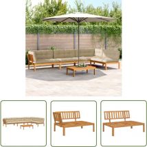 The Living Store - 5-tlg. Garten-Sofagarnitur aus Paletten mit Kissen Akazienholz - Gartensorgsatz - Esszimmergarnitur - Gartenmöbelset - Outdoor