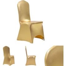 The Living Store 6 Stk. Stretch-Stuhlhussen Golden - Hussen - Gold