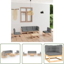 The Living Store 6-tlg. Garten-Lounge-Set mit Kissen Kiefer Massivholz - Garten Lounge Set - Kiefernholzmöbel - Outdoor Möbel - Gartenmöbel