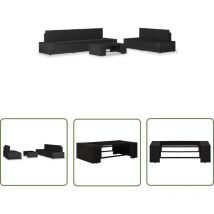 The Living Store 6-tlg. Garten-Lounge-Set Poly Rattan Schwarz - Longueset - Gartenmöbeln - Loungemöbel - Outdoor Möbel - Rattan Möbel