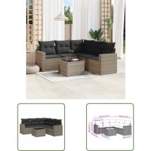 6-tlg. Garten-sofagarnitur Mit Kissen Grau Poly Rattan - Gartenmöbel - Gartensofas - Outdoor Möbel - Lounge Set - Rattan Gartenmöbel - The Living 