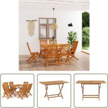 The Living Store 7-tlg. Garten-Essgruppe Massivholz Teak - Gartenmöbel - Essgruppe - Teakholz - Outdoor Furniture - Gartentisch