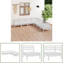 The Living Store 7-tlg. Garten-lounge-set Massivholz Kiefer Weiß - Outdoor Lounge Set - Gartenmöbel - Holzmöbel - Kiefernholz - Garten Sofa