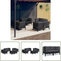 The Living Store 8-tlg. Garten-Lounge-Set mit Anthrazit Kissen Kiefernholz - Gartensessel - Loungesessel - Gartenmöbeln - Outdoor Möbel - Rattan