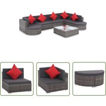 The Living Store 8-tlg. Garten-lounge-set Mit Auflagen Poly Rattan Grau - Garten Lounge Set - Outdoor Möbel - Rattan Gartenmöbel - Balkonmöbel - 