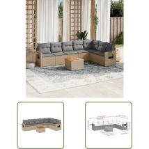 8-tlg. Garten-sofagarnitur Mit Kissen Beige Poly Rattan - Gartenmöbel - Esszimmergarnituren - Outdoor Möbel - Lounge Set - Rattan Gartenmöbel - The 