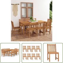 The Living Store 9-tlg. Garten-Essgruppe Massivholz Teak - Holz Essgruppe - Gartenmöbel Set - Teakholz Esszimmer - Outdoor Esstisch - Gartentisch