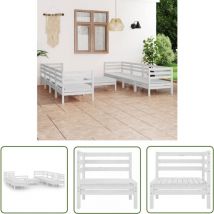 The Living Store 9-tlg. Garten-lounge-set Weiß Massivholz Kiefer - Gartensitzgruppe - Loungesessel - Gartenmöbel - Outdoor Möbel - Holztisch
