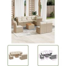 9-tlg. Garten-Sofagarnitur mit Kissen Beige Poly Rattan - Gartenmöbel - Sofagarnitur - Outdoor Möbel - Rattan Gartenmöbel - PE-Rattan - The Living