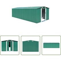 Kalisse - The Living Store Abri de jardin 257x580x181 cm Métal Vert - Abri De Jardin - Abri Métallique - Abri Extérieur - Stockage Jardin - Outillage