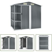 Maison Exclusive - The Living Store Abri de jardin avec étagère Gris 205x130x183 cm Fer - Abri De Jardin - Abri De Rangement - Cabane De Jardin