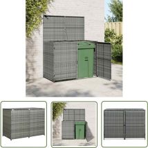 Abri de poubelle double Résine tressée Anthracite 148x77x111cm - Abri Poubelle - Abri Jardin - Abri Exterieur - Rangement Jardin - Bac De Compost