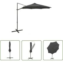 The Living Store Ampelschirm mit LED-Beleuchtung 300 cm Anthrazit - Sonnenschirm - Gartenmöbel - Terrasse - Außenbeleuchtung - LED-Schirm
