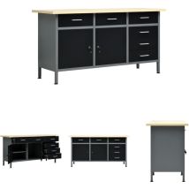 The Living Store Arbeitstisch Schwarz 160 x 60 x 85 cm Stahl - Werkbänke - Schwarz