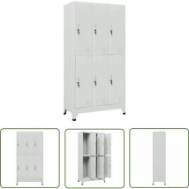 Tovbmup - The Living Store Armoire à casier avec 6 compartiments Acier 90x45x180 cm Gris - Armoire Métallique - Meuble Rangement - Placard Industriel