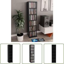 Longziming - The Living Store Armoire à cd Noir 21x20x88 cm Bois d'ingénierie - Armoire à Cd - Bibliothèque Audio - Rangement Cd - Meuble Rangement