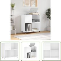 The Living Store - Armoire à disques blanc 84,5x38x89 cm bois d'ingénierie - Meuble à Disques - Armoire à Disques - Rangement Vinyle - Étagère Disque