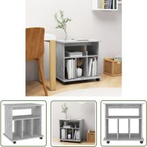 The Living Store - Armoire à roulettes Gris béton 60x45x60 cm Bois d'ingénierie - Meuble De Rangement - Armoire Sur Roulette - Armoire Grise - Meuble