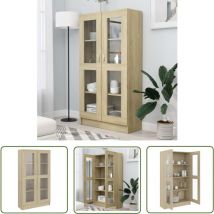 Longziming - The Living Store Armoire à vitrine Chêne sonoma 82,5x30,5x150 cm Bois ingénierie - Bibliothèque - Meuble tv - Rangement Intérieur