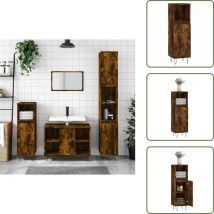 Armoire de bain chêne fumé 30x30x100 cm bois d'ingénierie - Meuble De Salle De Bain - Armoire De Salle De Bain - Rangement Salle De Bain - Commode