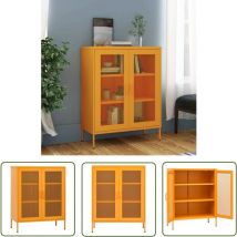 Homemiyn - The Living Store Armoire de rangement Jaune moutarde 80x35x101,5 cm Acier - Meuble De Rangement - Armoire De Rangement - Armoire Laterale