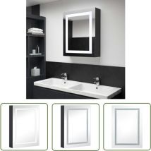 The Living Store - Armoire de salle de bain à miroir led 50x13x70 cm - Meuble De Salle De Bain - Armoire De Salle De Bain - Armoire à Pharmacie