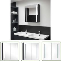 The Living Store - Armoire de salle de bain à miroir led 62x14x60 cm - Meuble De Salle De Bain - Armoire De Salle De Bain - Armoire à Pharmacie